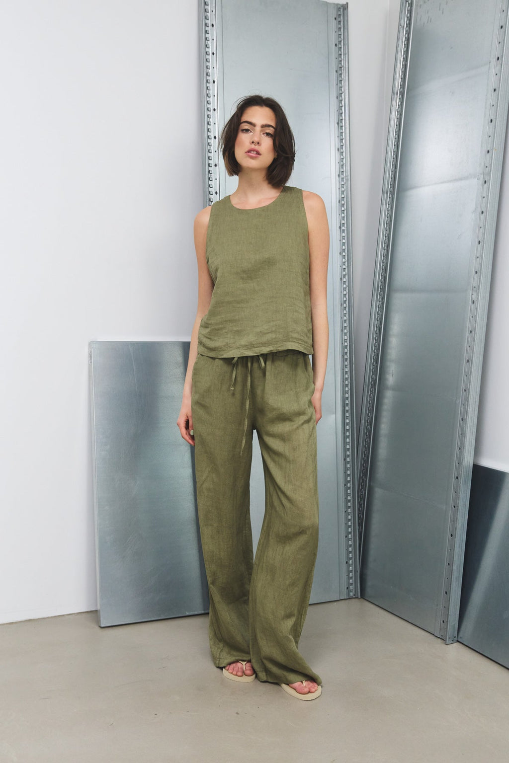Samira Linen Pants Khaki