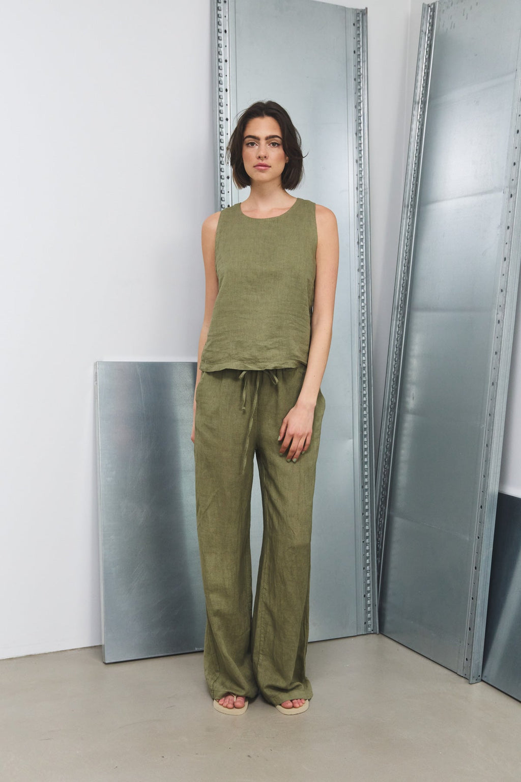 Samira Linen Pants Khaki