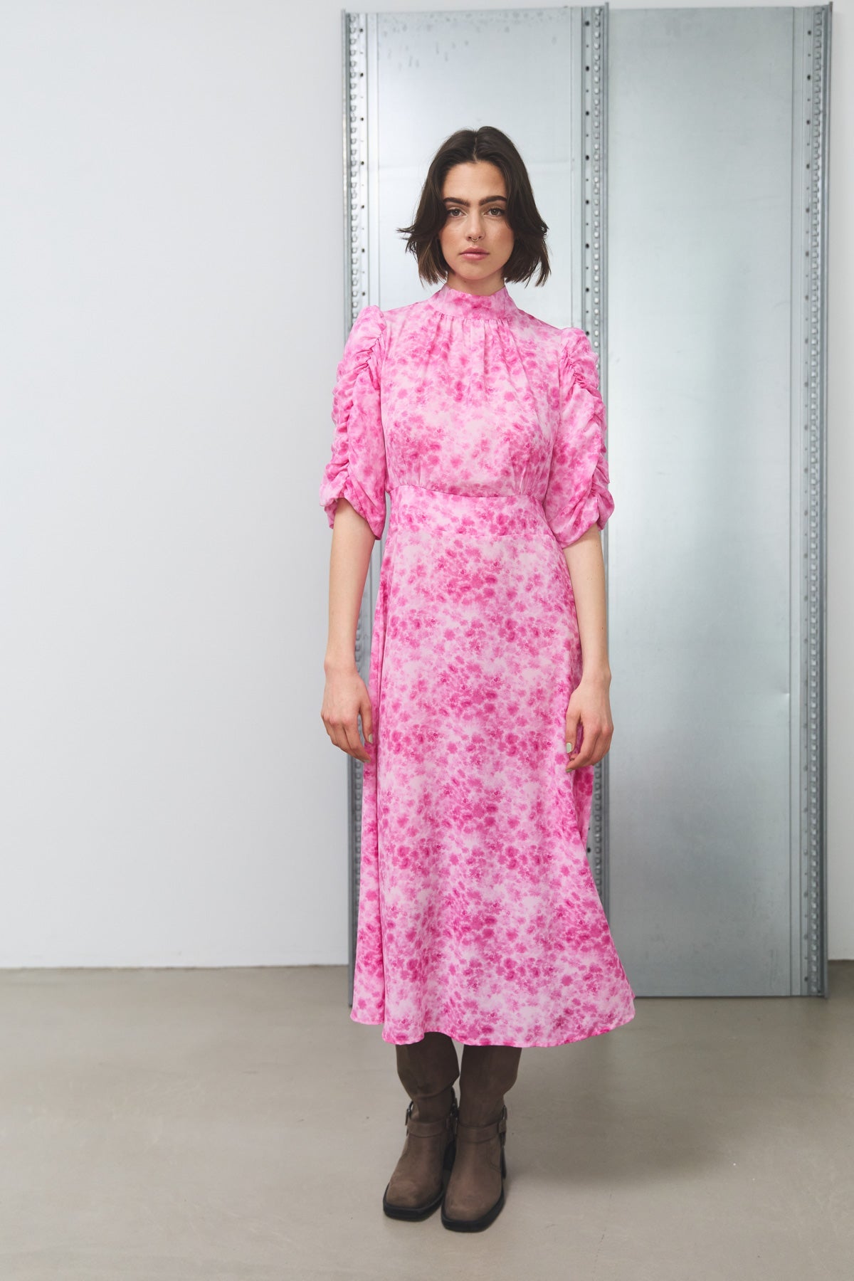 Leo long Dress Trudy Pink Print